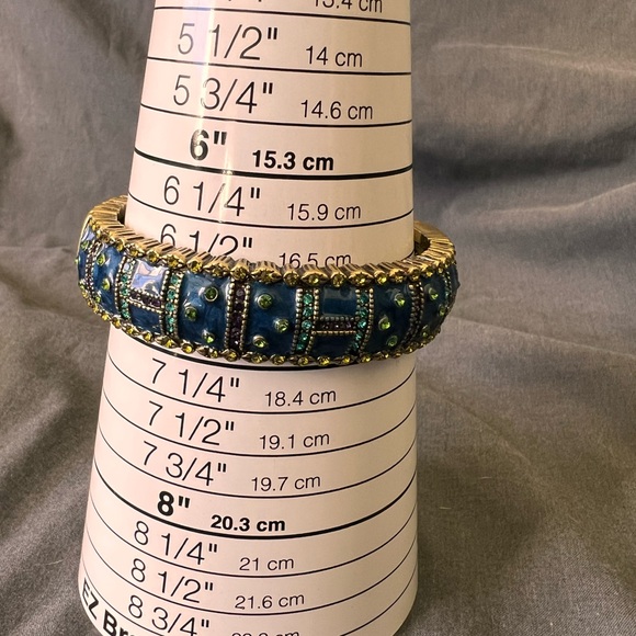 Heidi Daus Blue green rhinestone C clamper Bracelet - Picture 7 of 7